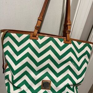 Dooney & Bourke Chevron Green and White Tote